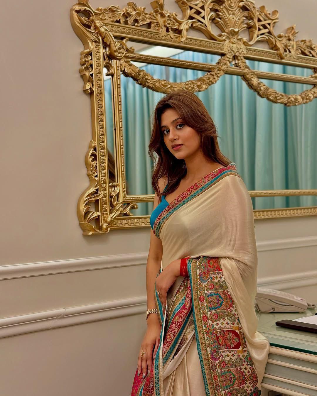 Royal Mughal-Inspired Multicolor Printed Saree