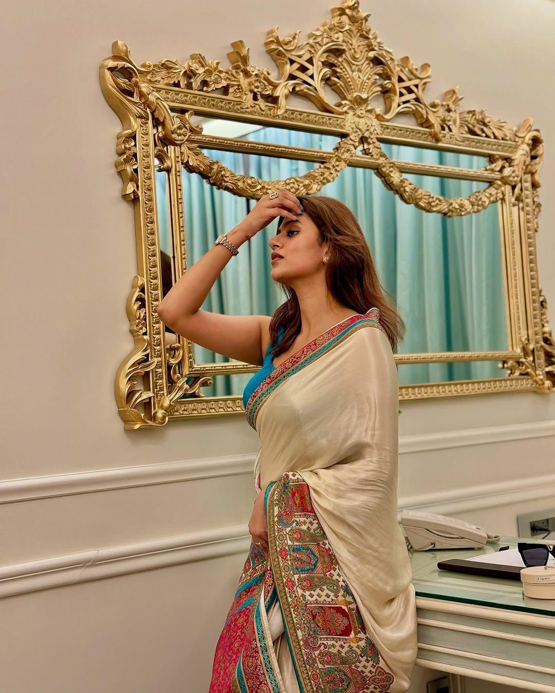 Royal Mughal-Inspired Multicolor Printed Saree