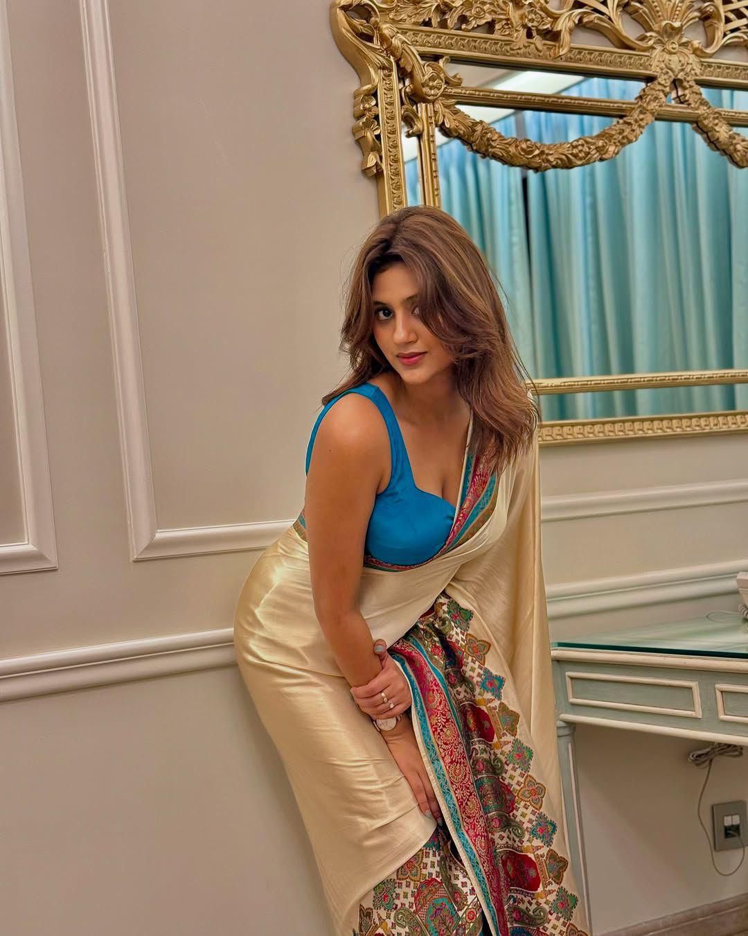 Royal Mughal-Inspired Multicolor Printed Saree