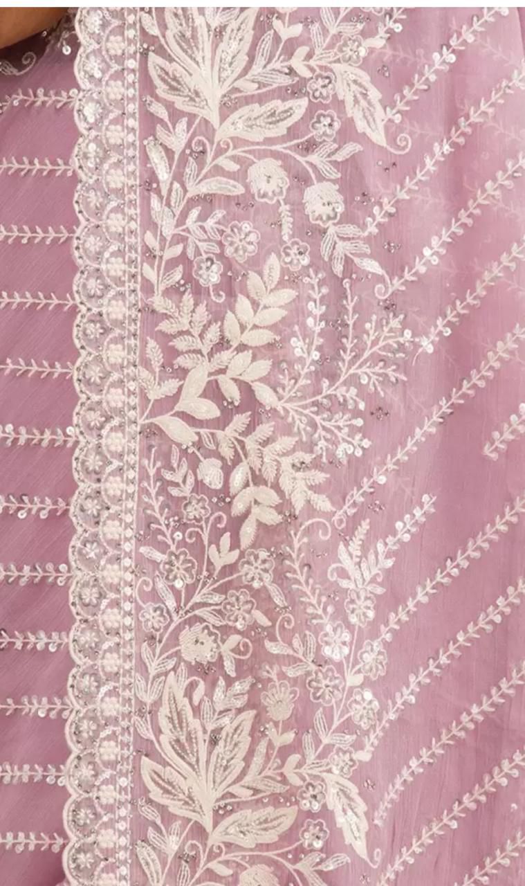 Pastel Fox Georgette Saree with Thread & Sequin Embroidery
