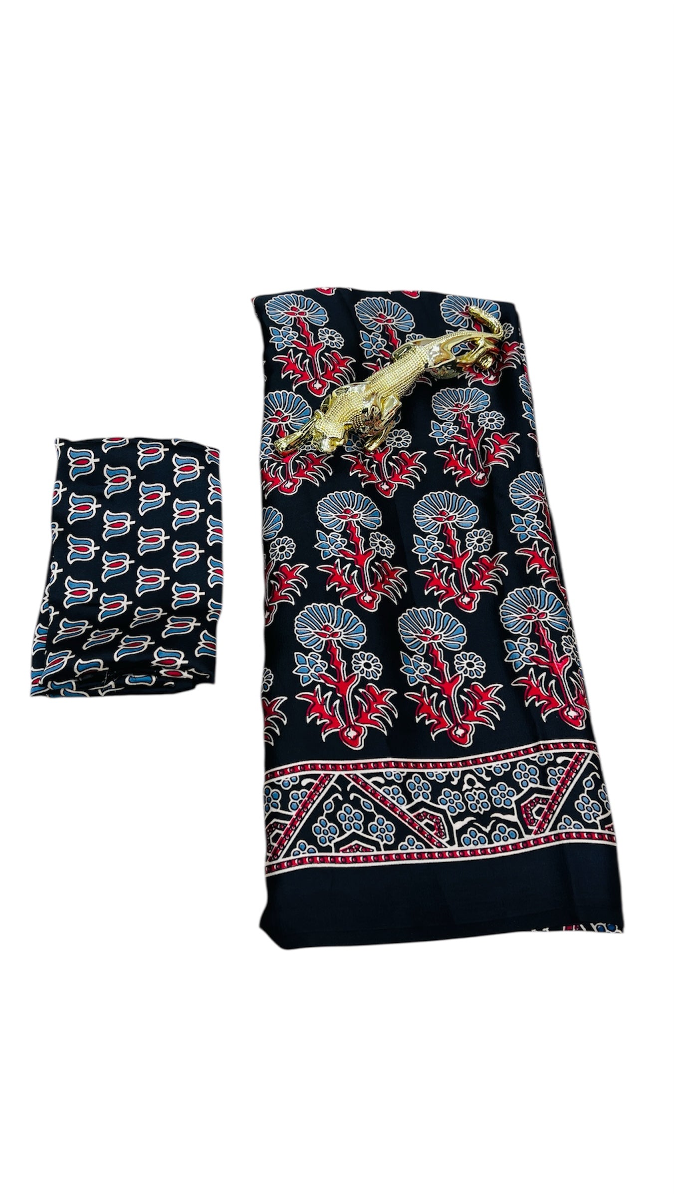 Premium Ajrakh Saree – Handcrafted Traditional Pattern – Bestseller Collection