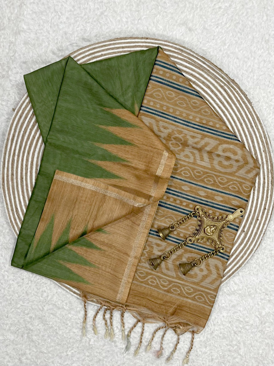 Green Kalamkari Leriya Print Saree