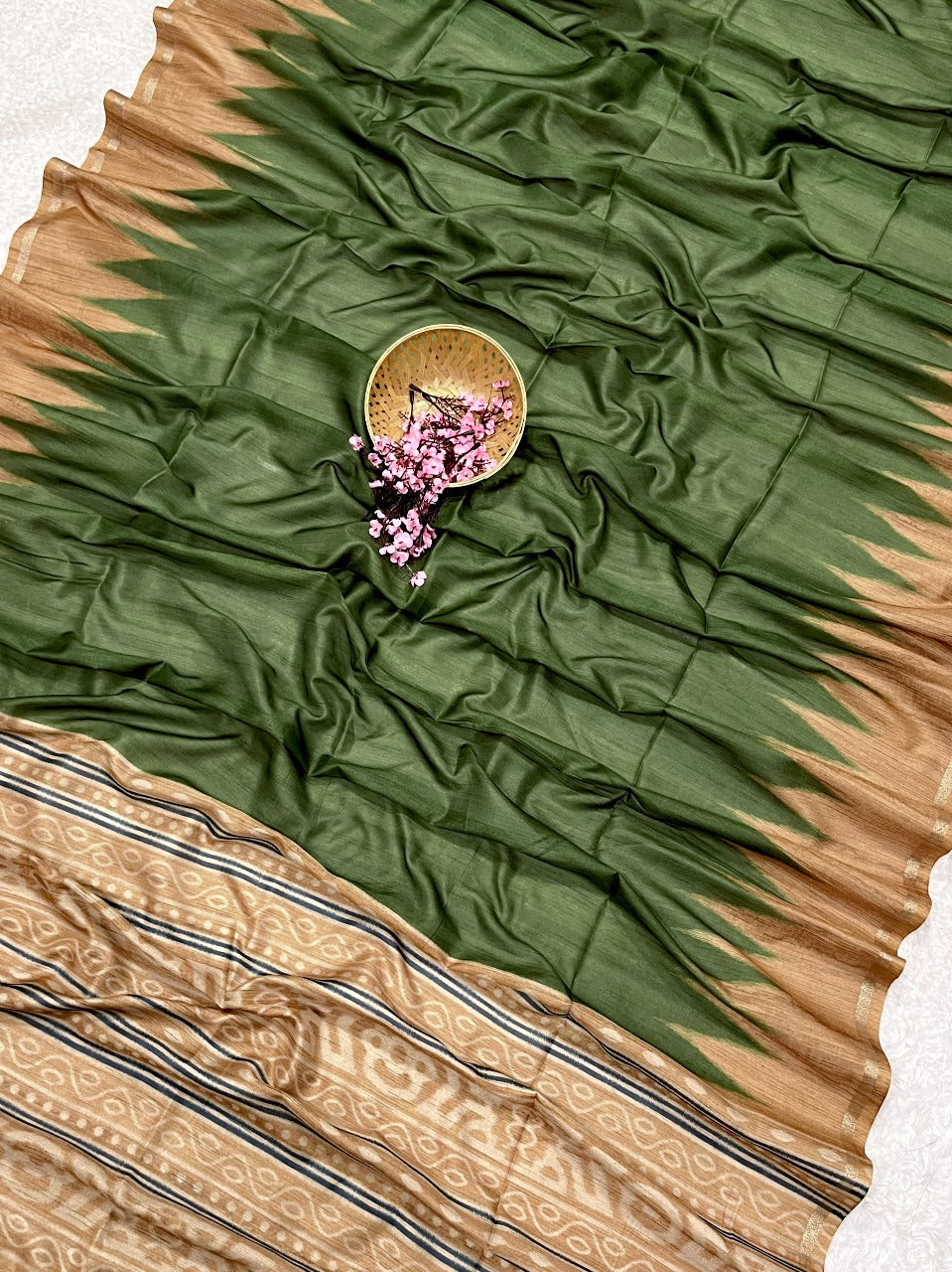 Green Kalamkari Leriya Print Saree