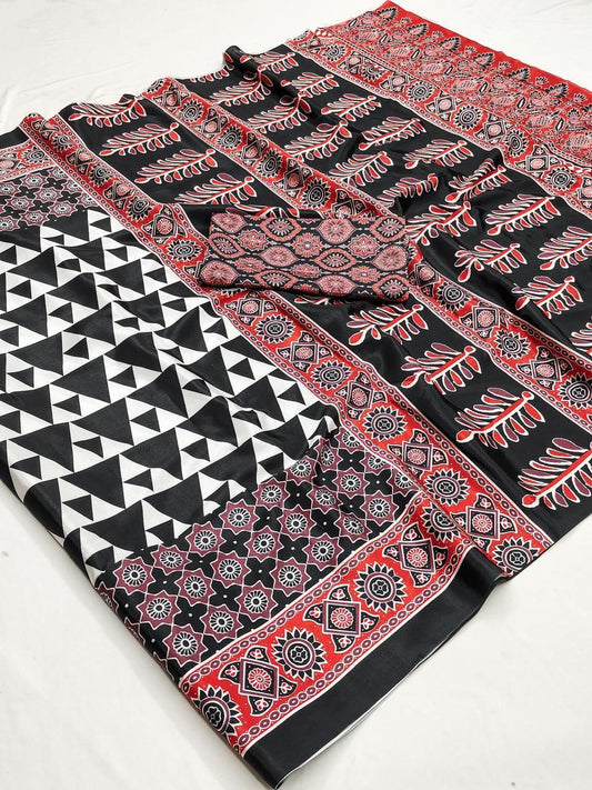 Ajrakh Digital Print Saree
