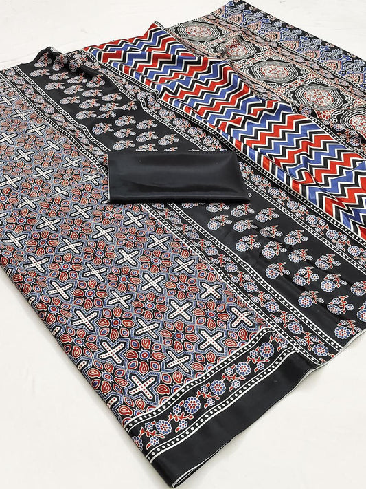 Ajrakh Digital Print Saree
