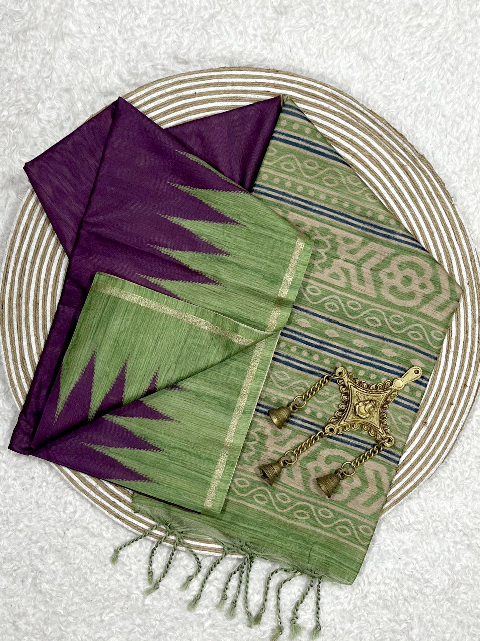Purple Kalamkari Leriya Print Saree