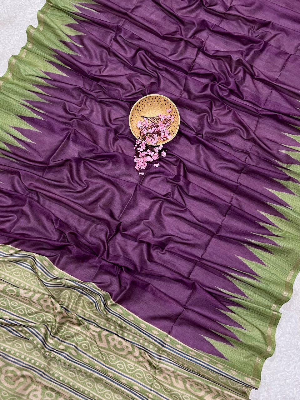 Purple Kalamkari Leriya Print Saree