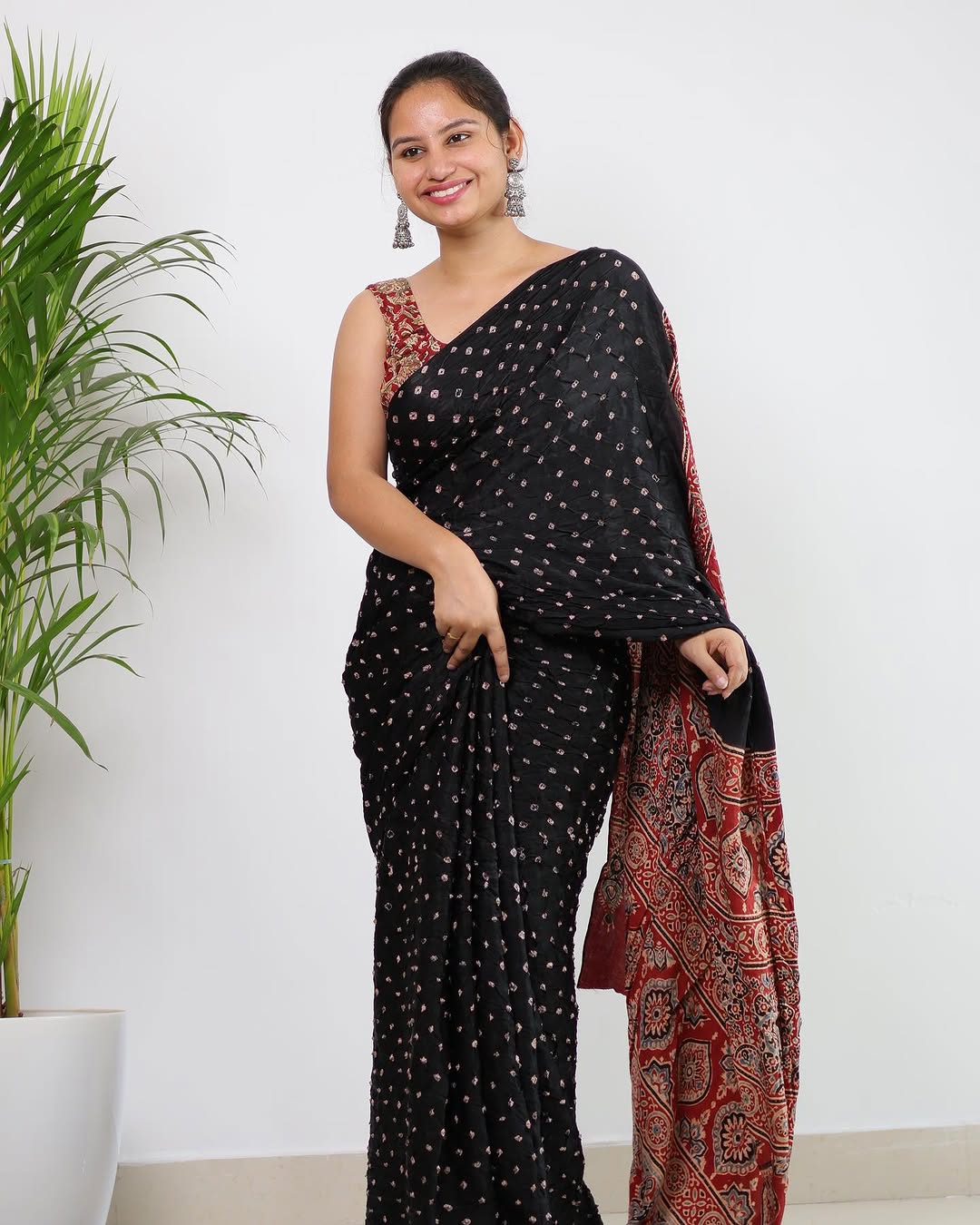Classic Black Ajrakh Saree