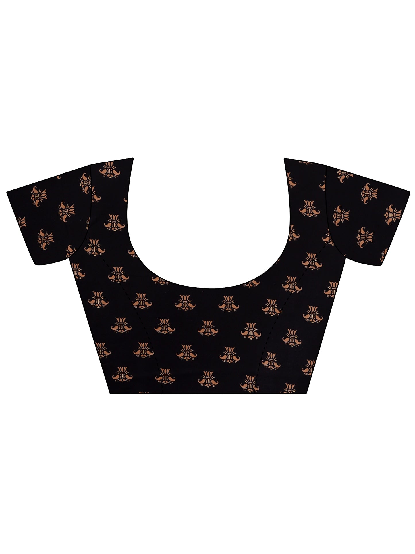 Black & Golden Pure Silk Saree with Traditional Motif Print