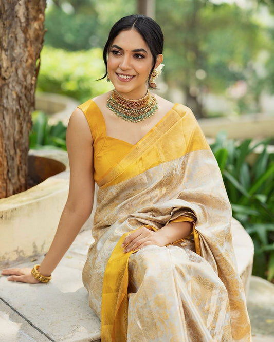 Soft Lichi Silk with beautiful Jaquard border