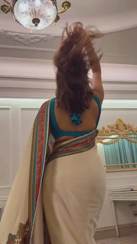 Royal Mughal-Inspired Multicolor Printed Saree