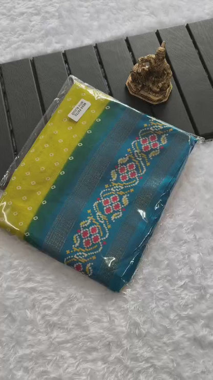 Traditional Bandhej Saree with Rich Contrast Border & Matching Blouse